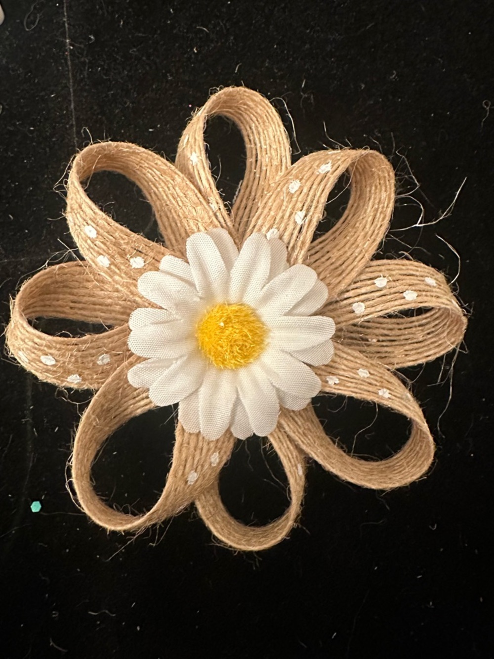 Daisy Burlap Flower Hair Clip